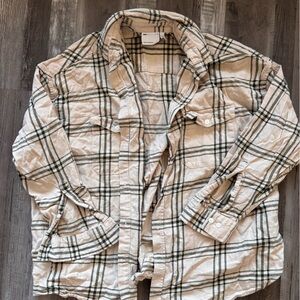ASOS Beige and Black Plaid Casual Button Down Shirt